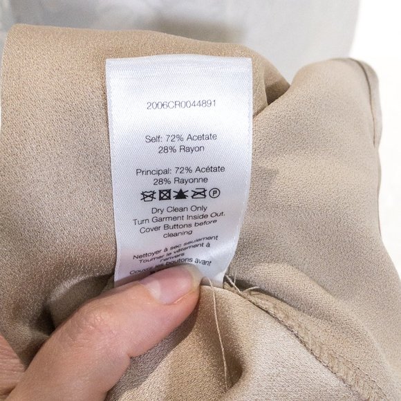 Veronica Beard M Luxe Crepe Button Down Blouse Long Sleeve Shirt Sand size 6 - Picture 15 of 16